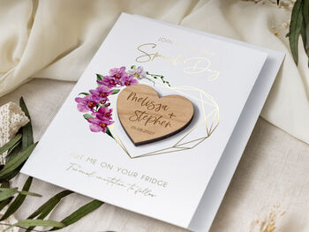 Luxury Geometric Orchid Foil Save The Date Magnets, 7 of 9