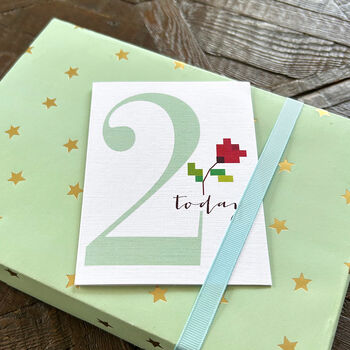 Mini Cross Stitch 2nd Birthday Card, 4 of 4
