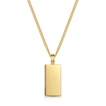 Tall Ingot Tag Men's Necklace 18 K Gold Plated Silver, 7 of 8