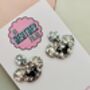 Koala Glitter Statement Earrings/ Australian Animal Jewellery Aussie Spirit Gift / Wildlife Conservation Gift Silver Glitter Animal / Birthday Gift Silver Statement, thumbnail 3 of 5