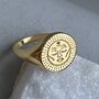 Sterling Silver Gold Moon Face Signet Ring, thumbnail 4 of 11