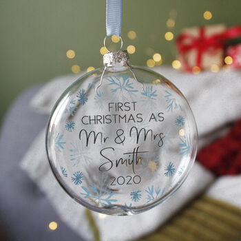First Christmas As Mr And Mrs Snowflake Bauble, 9 of 11