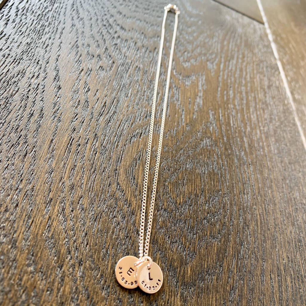 Handmade Sterling Silver Date Disc Necklace By Lime Lace