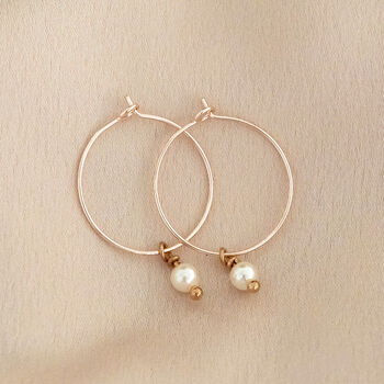 Simple Gold Plated Pearl Hoop Earrings, 5 of 7