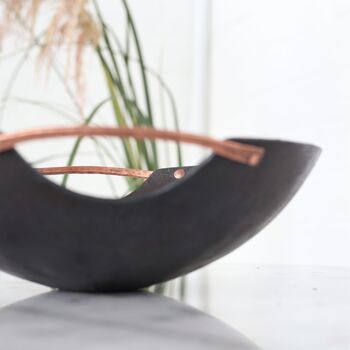 Personalised Steel Bowl With Elegant Copper Handles 11th Anniversary, 3 of 9