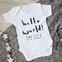 Hello World New Baby Vest, thumbnail 1 of 5