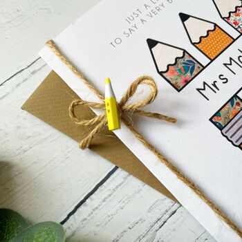 Handmade Thank You Teacher/Teaching Assistant, Pencil Design, 3 of 4