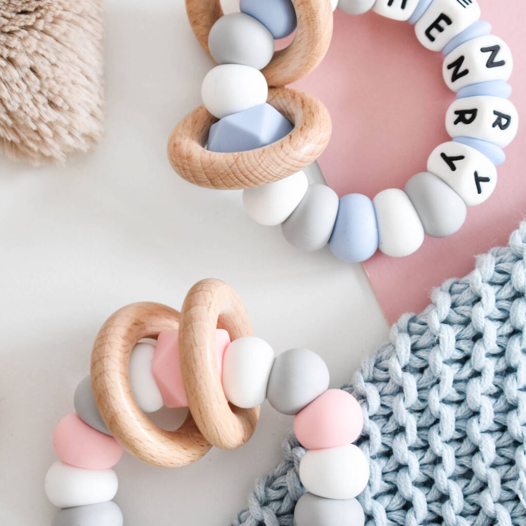 Personalised Colourful Teething Rattle By Pops and Dudes ...