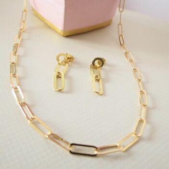 Gold Plated Long Link Layering Choker Necklace, 4 of 4