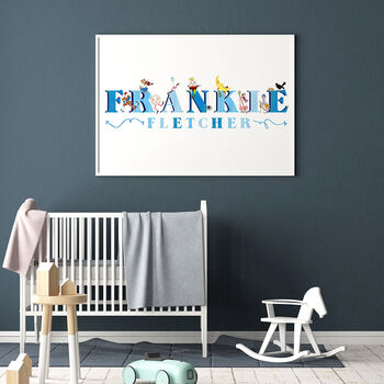 Personalised Nursery Rhyme Blue Name Print, 2 of 4
