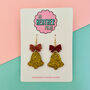Christmas Glitter Bell And Bow Earrings, thumbnail 5 of 5