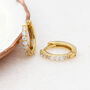 18ct Gold Plated And Crystal Mini Huggie Hoop Earrings, thumbnail 2 of 6