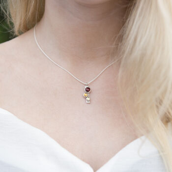 Sterling Silver Garnet, Peridot And Citrine Gemstone Autumn Pendant Necklace, 2 of 5