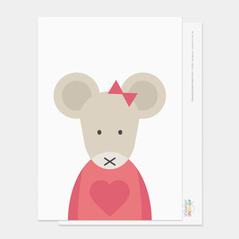 Pink Heart Mouse Art Print, 6 of 6