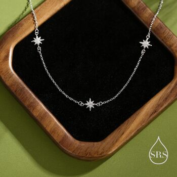 Starburst Cz Necklace In Sterling Silver, 4 of 12