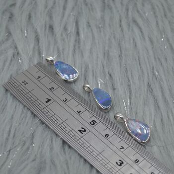 Blue Opal Pendant: Sterling Silver, Teardrop, 5 of 8