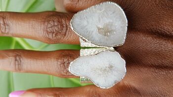 White ‘Mega’ Crystal Gemstone Silver Statement Ring, 3 of 5