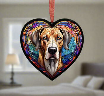 Great Dane Stained Glass Effect Heart Suncatcher, 4 of 5