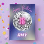Personalised 18th Birthday Disco Ball Card, thumbnail 1 of 2