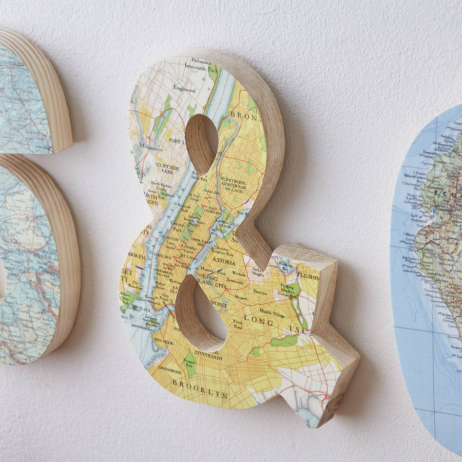 Map Location Wooden Wall Letters Wedding Gift