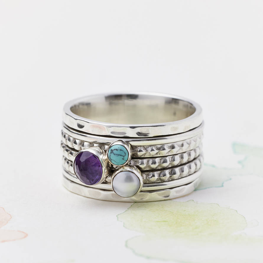 chunky gemstone silver spinning ring by charlotte's web jewellery ...