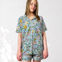 Pale Blue Floral 100% Cotton Ladies Pyjama Short Set, thumbnail 1 of 12