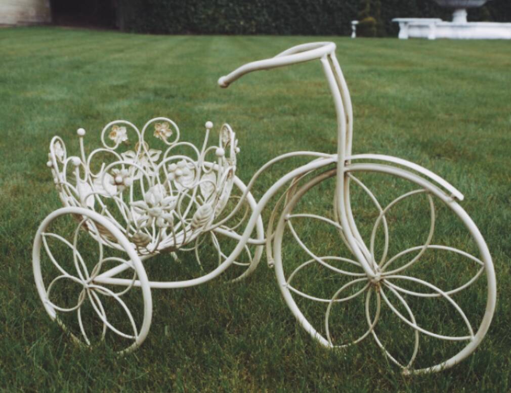 Vintage Cream Bicycle Garden Planter