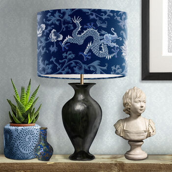 Dragon Garden Chinoiserie Lamp Shade, Blue, 2 of 8