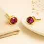 Gold Plated Sterling Silver October Tourmaline Birthstone Stud Earrings, thumbnail 2 of 5
