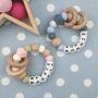 Personalised Silicone And Wood Teething Rattle, thumbnail 1 of 12