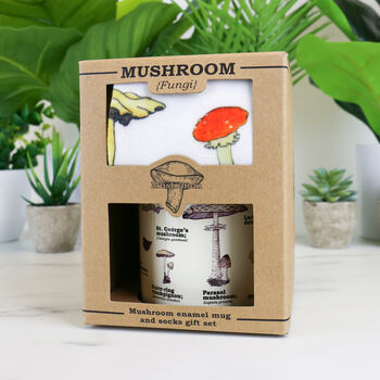 Mushroom Enamel Mug And Socks Gift Set, 2 of 2