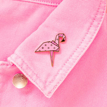 Origami Flamingo Enamel Pin, 2 of 6