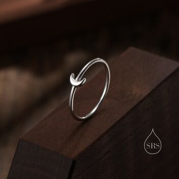 Extra Tiny Little Moon Skinny Ring In Sterling Silver, 4 of 10