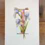 I Is For Iris Floral Letter Print, Personalised, thumbnail 3 of 8