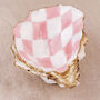 Hand Painted Pink Check Shell Trinket Dish, thumbnail 4 of 4
