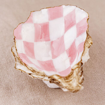 Hand Painted Pink Check Shell Trinket Dish, 4 of 4