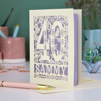 Personalised 40th Birthday Card Papercut Woodland Design, 6 of 6