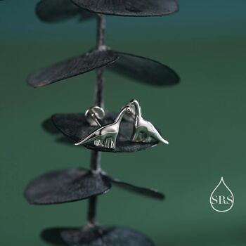 Dinosaur Internally Threaded Flat Back Earrings In Sterling Silver, 2 of 9