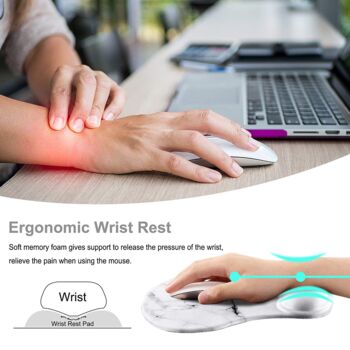 White Marble Mouse Mat Wrist Rest, 8 of 8