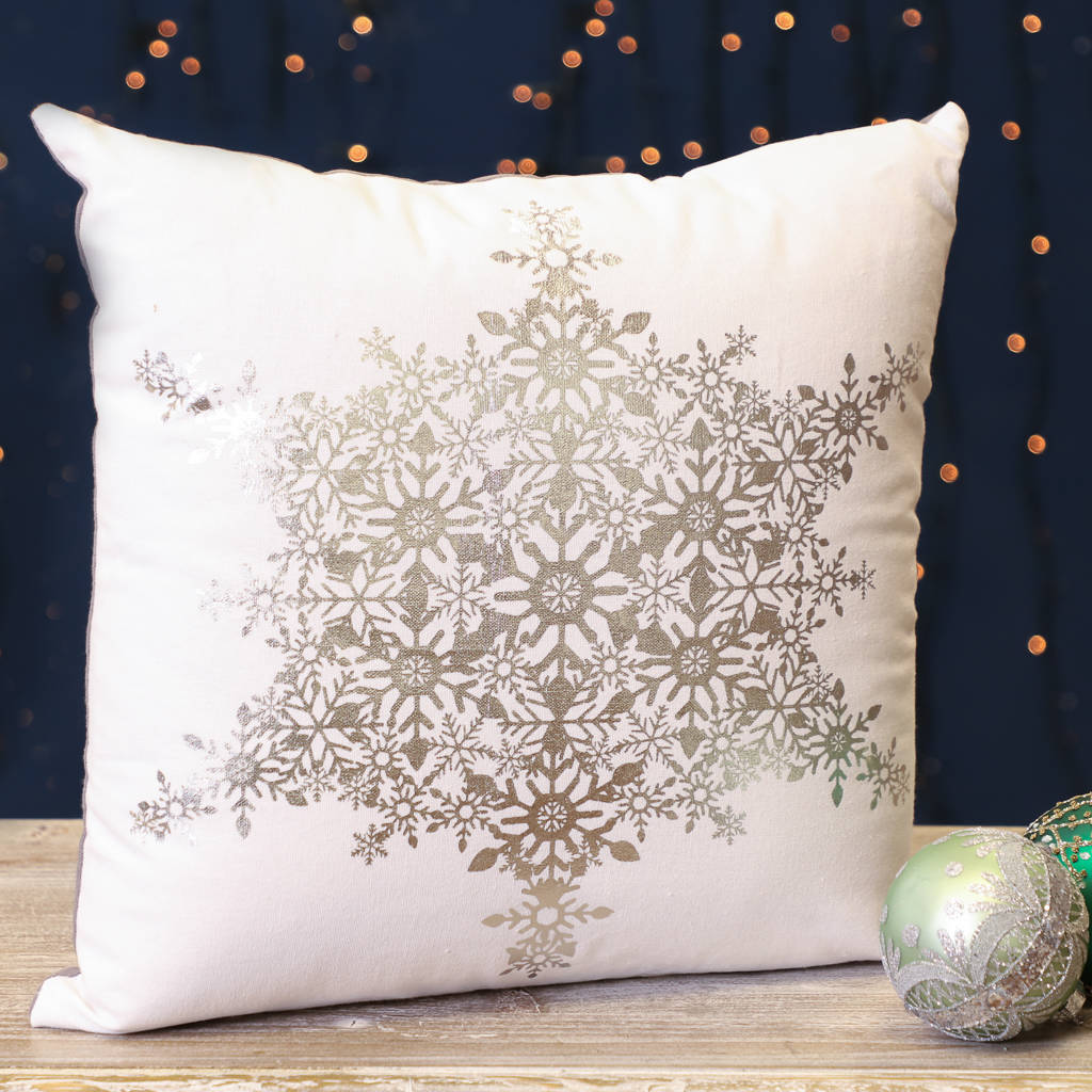 personalised metallic snowflake christmas cushions by dibor