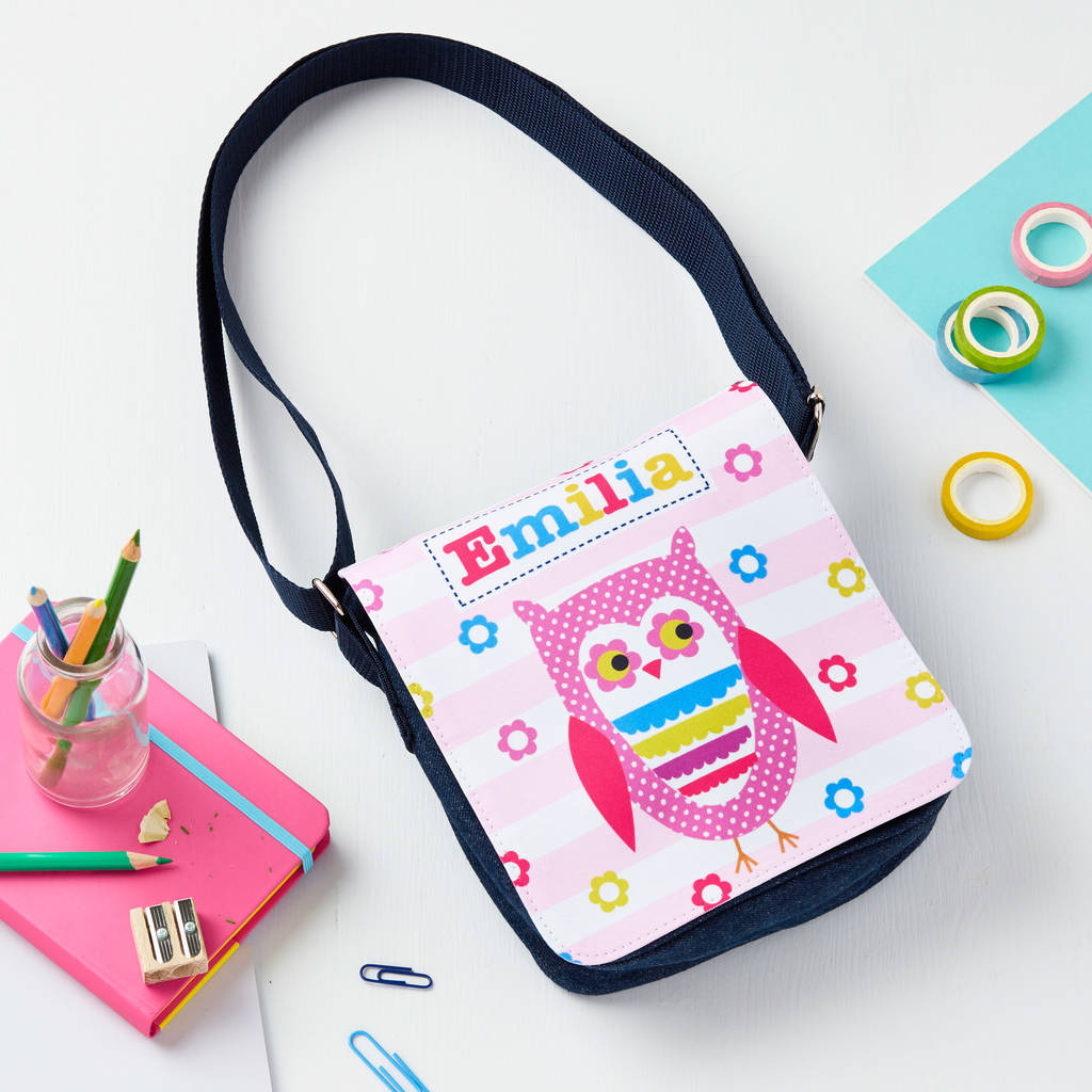 girls personalised owl shoulder bag by tilliemint