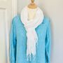 White Summer Fringed Scarf, thumbnail 1 of 3