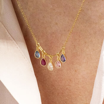 Family Birthstone Necklace With Teardrop Crystals, 2 of 10