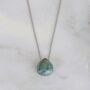 Emerald Teardrop May Birthstone Necklace, Silver, thumbnail 3 of 7