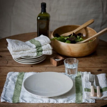 Olive Stripe Linen Placemat, 2 of 2