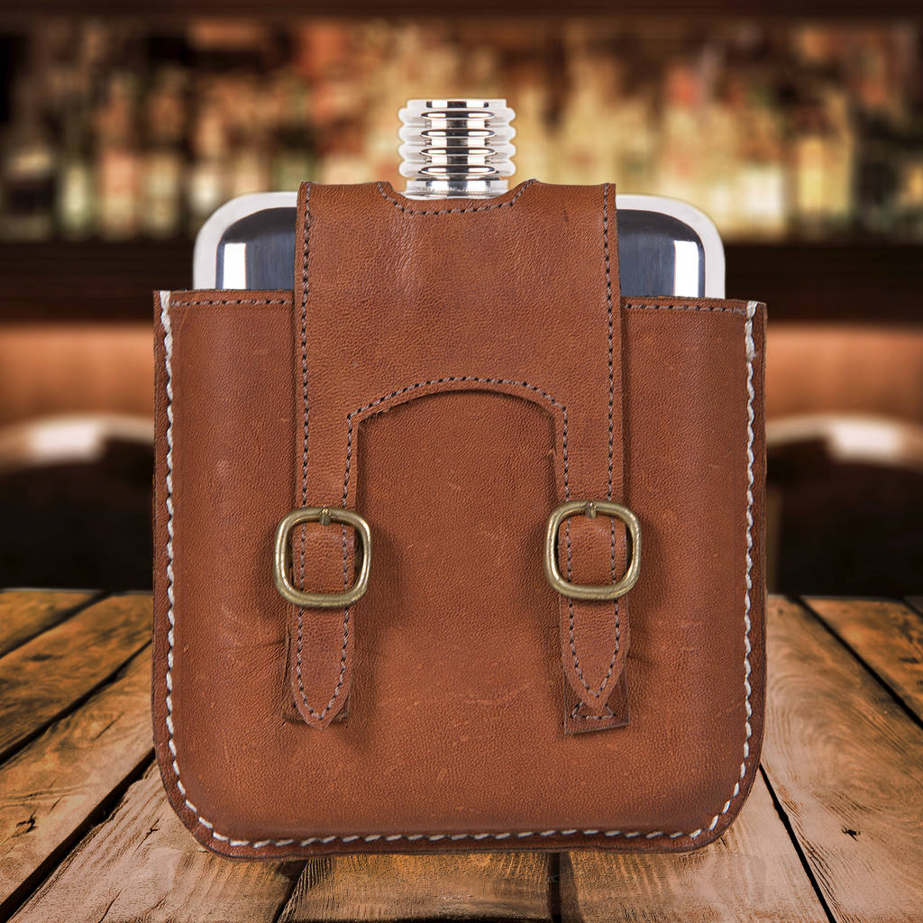 travel hip flask leather