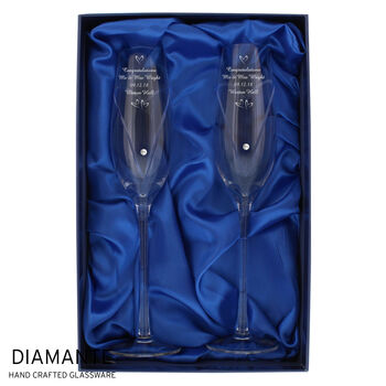 Engraved Crystal Champagne Flutes Handmade, 6 of 8