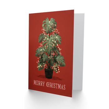 Fairy Lights Monstera Xmas Tree Christmas Card, 2 of 6
