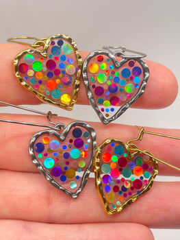 Disco Heart Earrings With Colourful Sparkles, 8 of 12