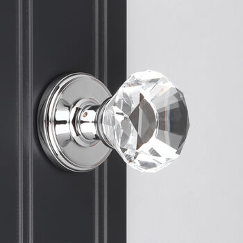 Diamond Crystal Faceted Clear Glass Mortice Door Knob, 3 of 5